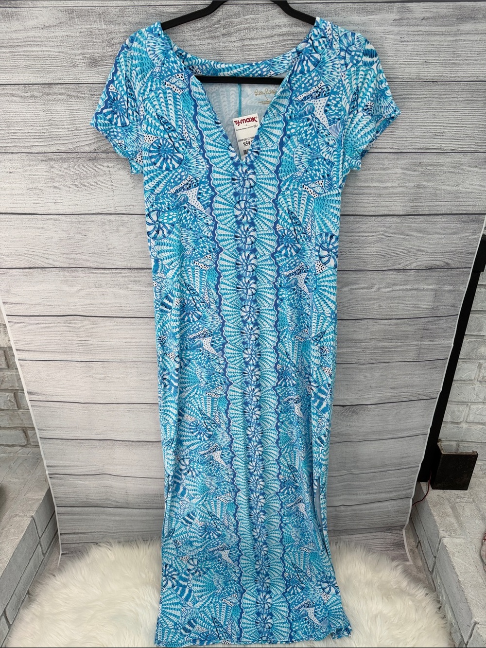 Lilly Pulitzer Blue Multi-Print V-Neck Maxi Dress